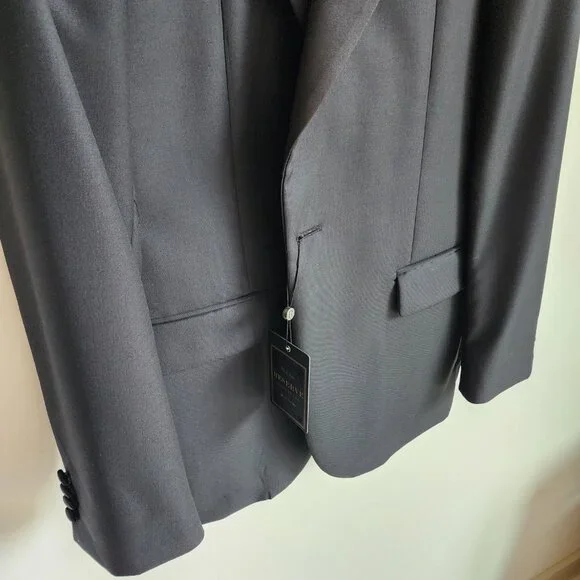 42R Tuxedo Jacket Black Jos A Bank Peak Lapel Reserve Italian Wool New 1 Button